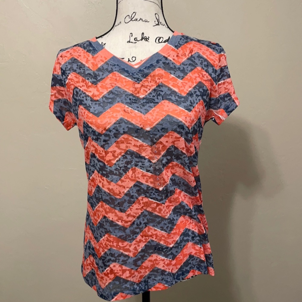 Orange and blue chevron shirt